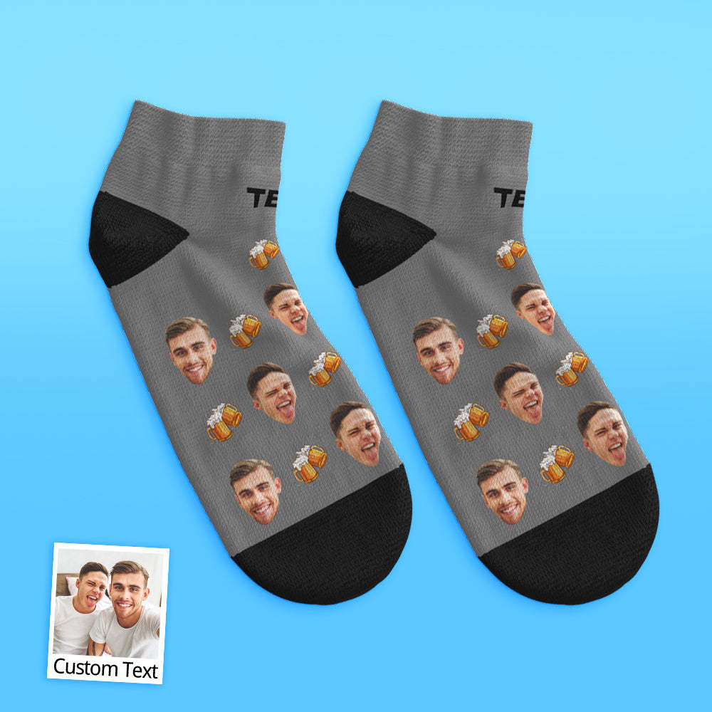 Chaussettes Personnalisées Pour Le Visage De La Cheville À Coupe Basse Chaussettes De Fête De La Bière - VisageChaussettes