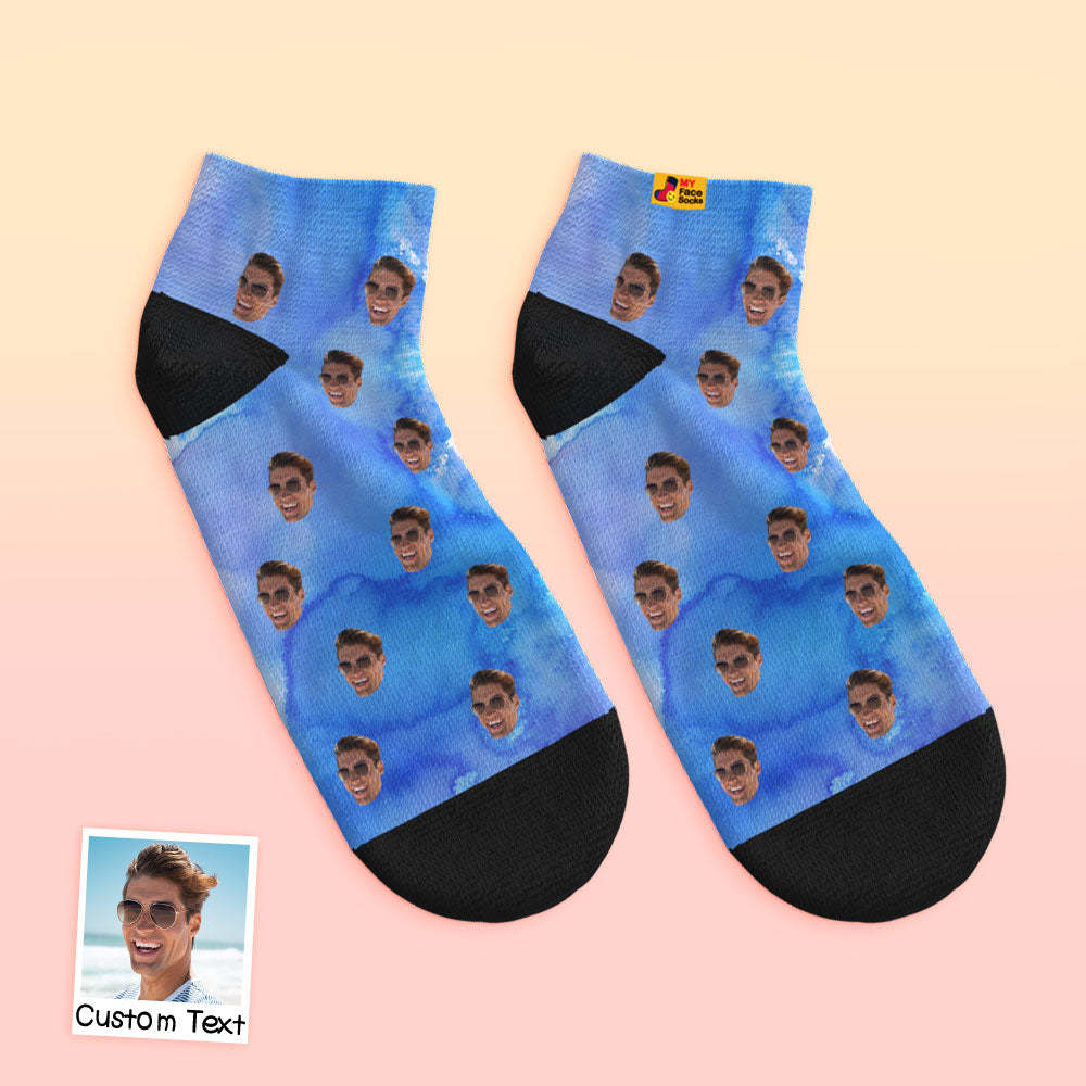 Custom Low cut Ankle Socks Personalized Face Socks Tie Dye Style - MyFaceSocks
