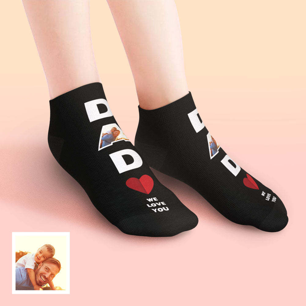 Chaussettes Basses Personnalisées Pour Le Visage De La Cheville Papa Nous T'aimons Cadeaux Pour Papa - VisageChaussettes