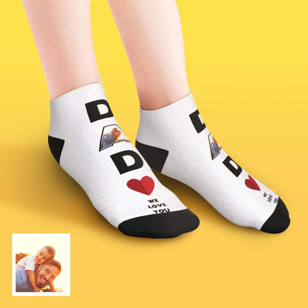 Chaussettes Basses Personnalisées Pour Le Visage De La Cheville Papa Nous T'aimons Cadeaux Pour Papa - VisageChaussettes