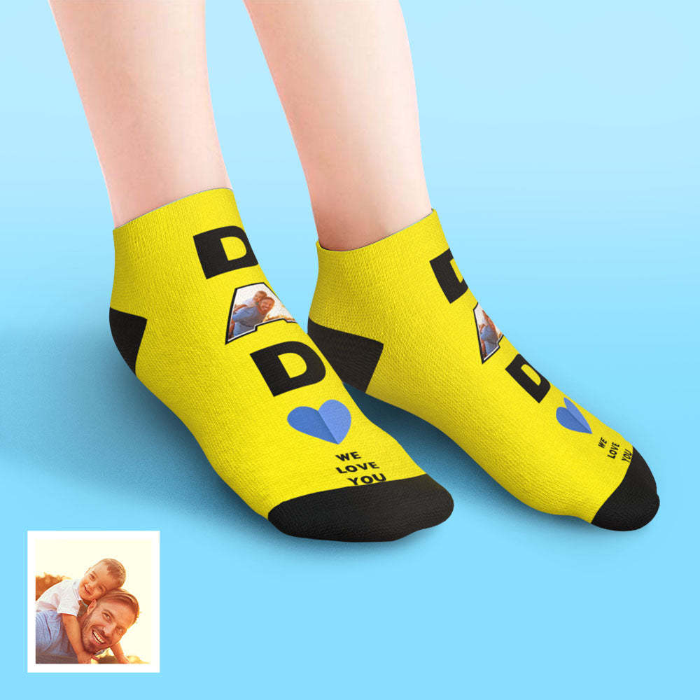 Chaussettes Basses Personnalisées Pour Le Visage De La Cheville Papa Nous T'aimons Cadeaux Pour Papa - VisageChaussettes