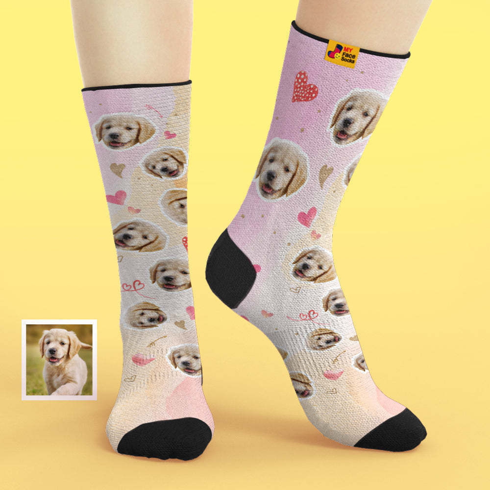 Chaussettes Personnalisées Pour Le Visage Ajoutez Des Images Et Un Nom Avec Vos Chaussettes Douces Et Respirantes Pour Le Visage De Votre Chien - VisageChaussettes