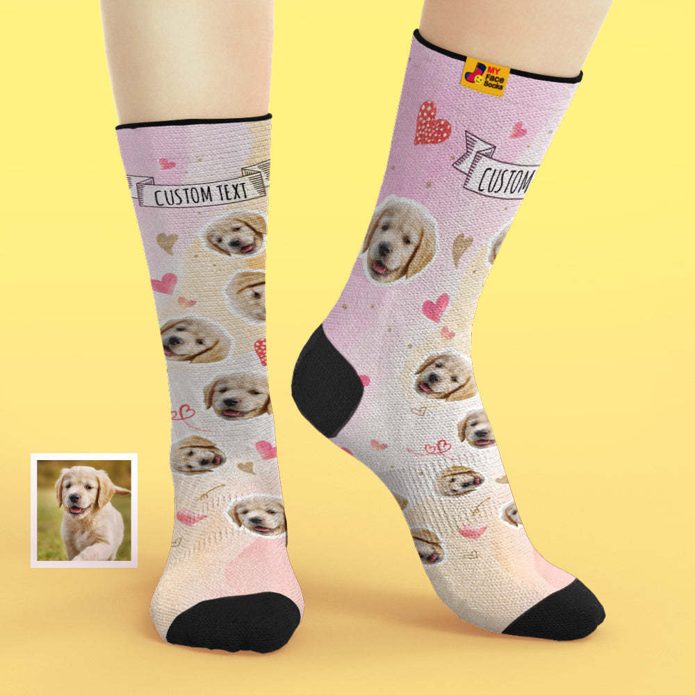 Chaussettes Personnalisées Pour Le Visage Ajoutez Des Images Et Un Nom Avec Vos Chaussettes Douces Et Respirantes Pour Le Visage De Votre Chien - VisageChaussettes