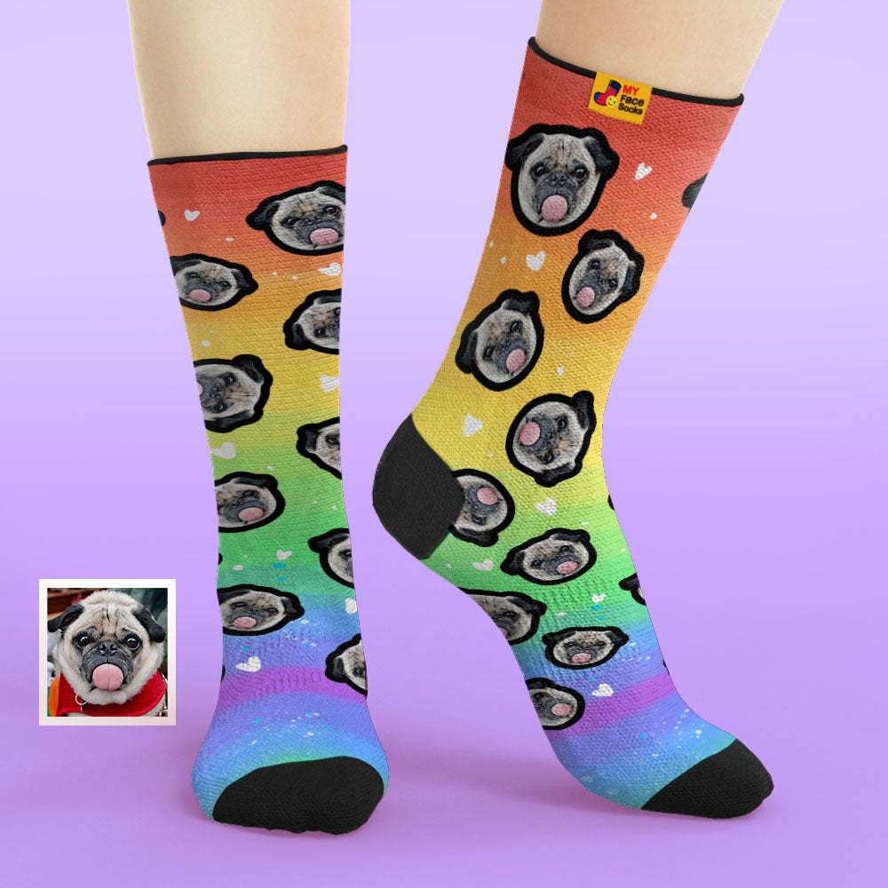 Chaussettes Personnalisées À Imprimé Arc-en-ciel - VisageChaussettes