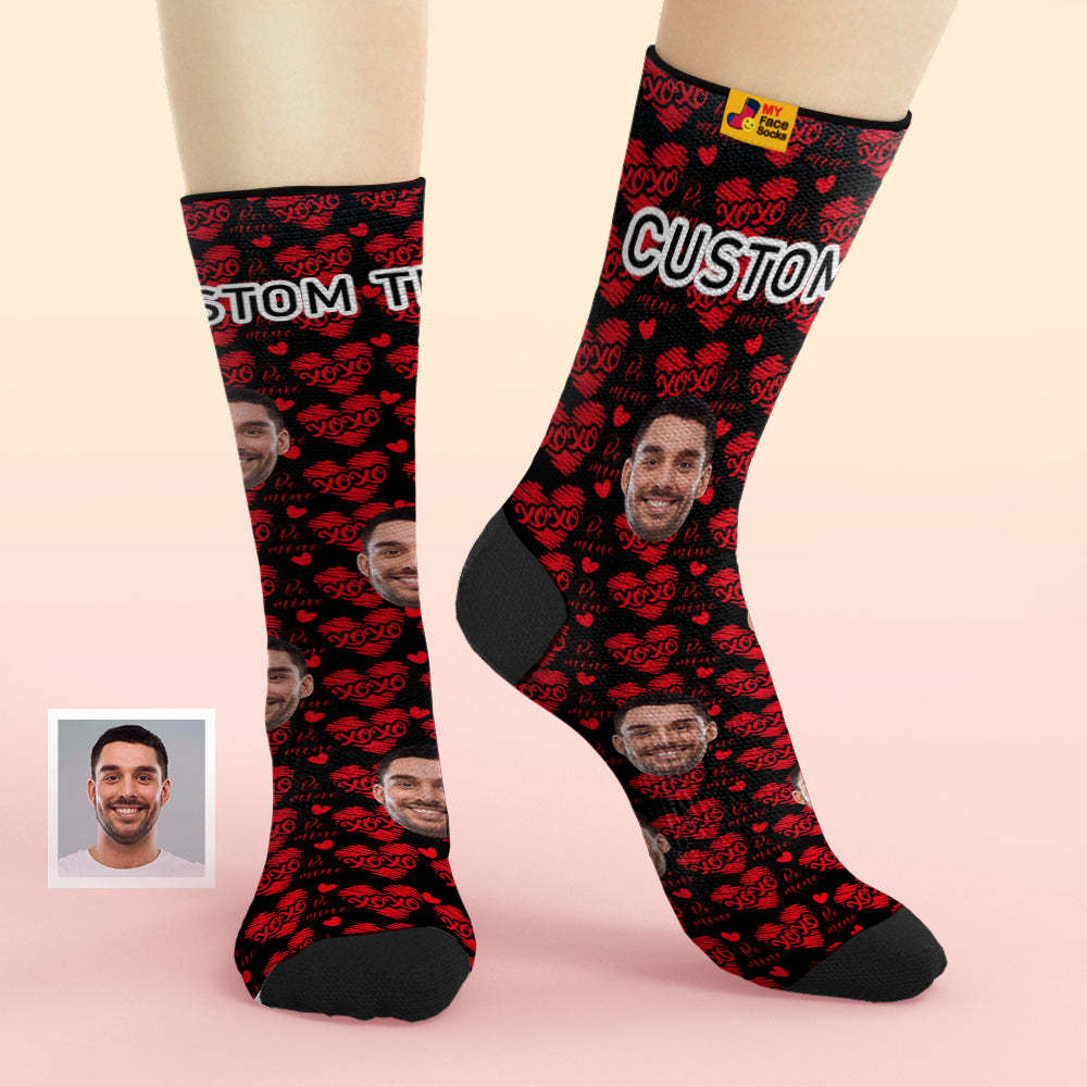 Chaussettes Personnalisées Pour Le Visage Ajouter Des Images Et Un Nom Chaussettes Douces Respirantes Cadeaux De La Saint-valentin - Xoxo - VisageChaussettes