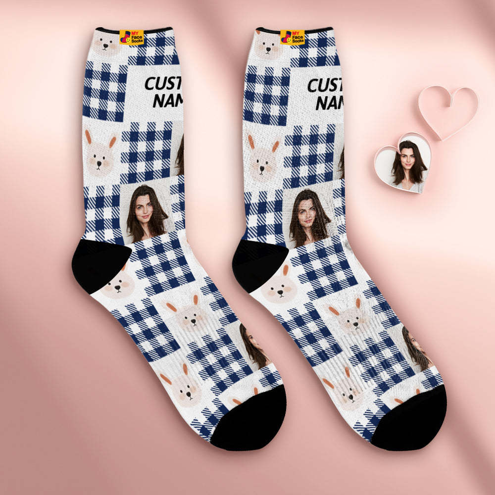 Chaussettes De Visage Respirantes Personnalisées Cadeaux De Chaussettes Douces Personnalisées Pour Lapin Amoureux-mignon - VisageChaussettes