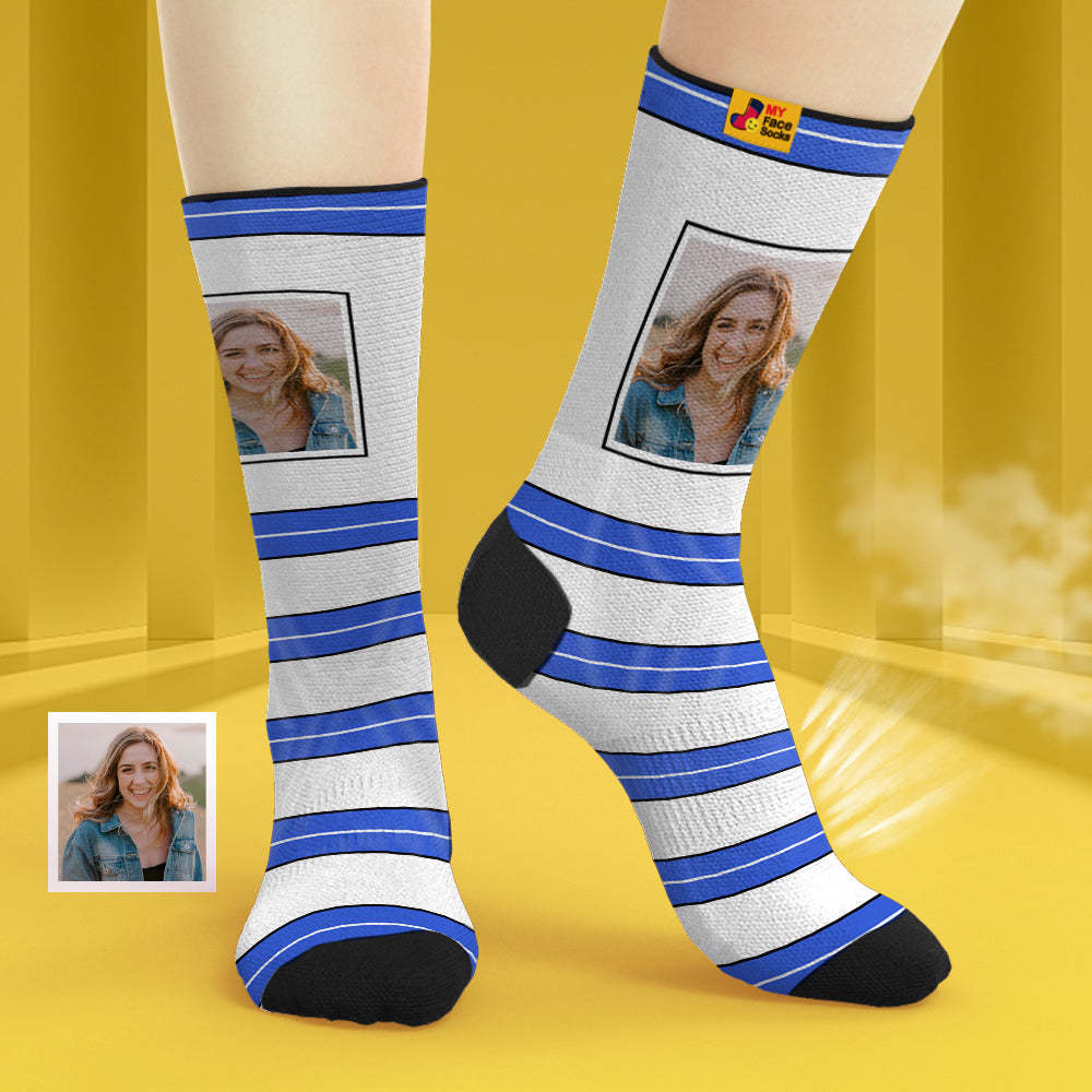 Chaussettes De Visage Respirantes Personnalisées Chaussettes Douces Personnalisées Cadeaux Pour Amoureux-rayé - VisageChaussettes