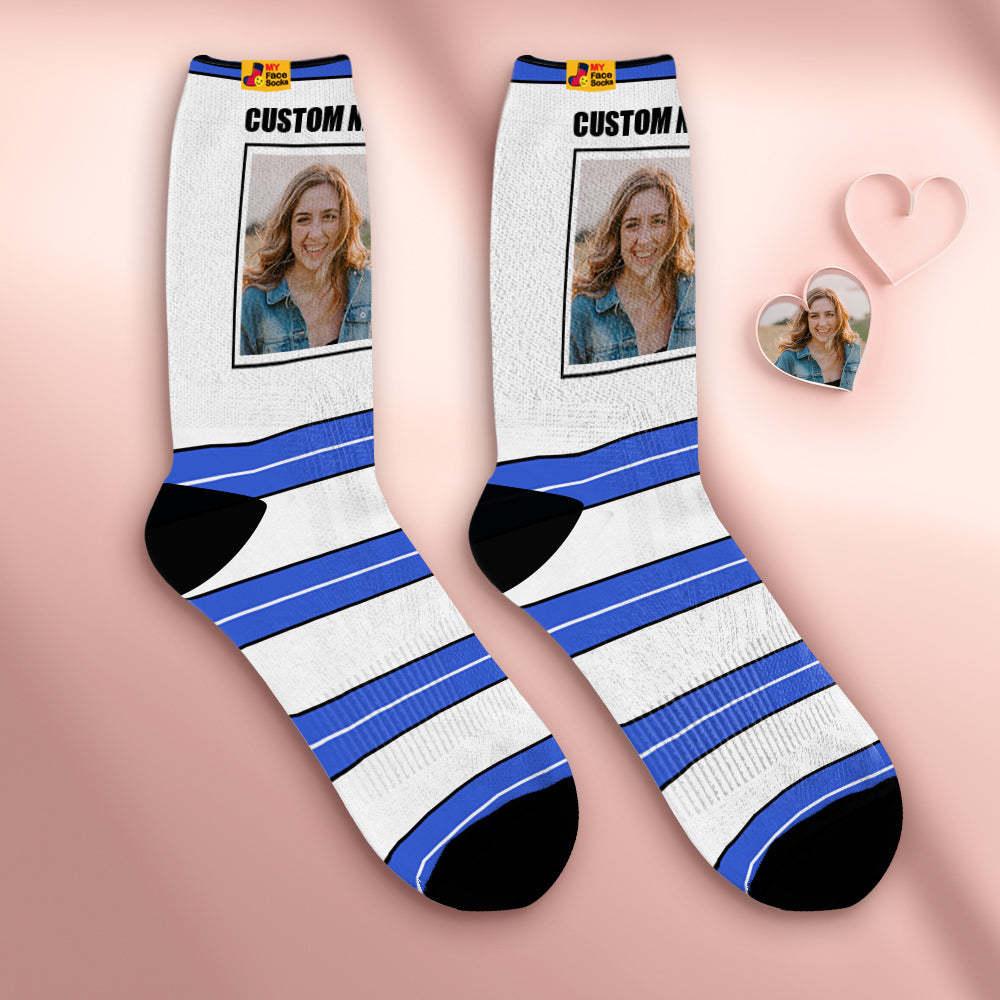 Chaussettes De Visage Respirantes Personnalisées Chaussettes Douces Personnalisées Cadeaux Pour Amoureux-rayé - VisageChaussettes