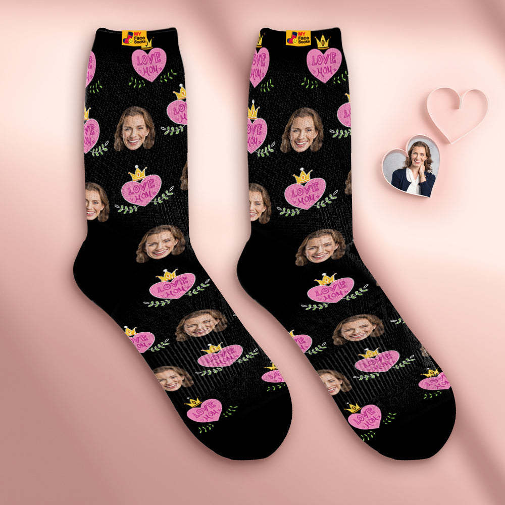 Chaussettes De Visage Respirantes Personnalisées Chaussettes Douces Personnalisées Cadeaux Pour Maman D'amour - VisageChaussettes