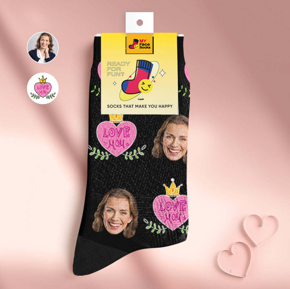 Chaussettes De Visage Respirantes Personnalisées Chaussettes Douces Personnalisées Cadeaux Pour Maman D'amour - VisageChaussettes