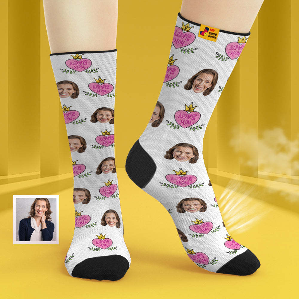 Chaussettes De Visage Respirantes Personnalisées Chaussettes Douces Personnalisées Cadeaux Pour Maman D'amour - VisageChaussettes