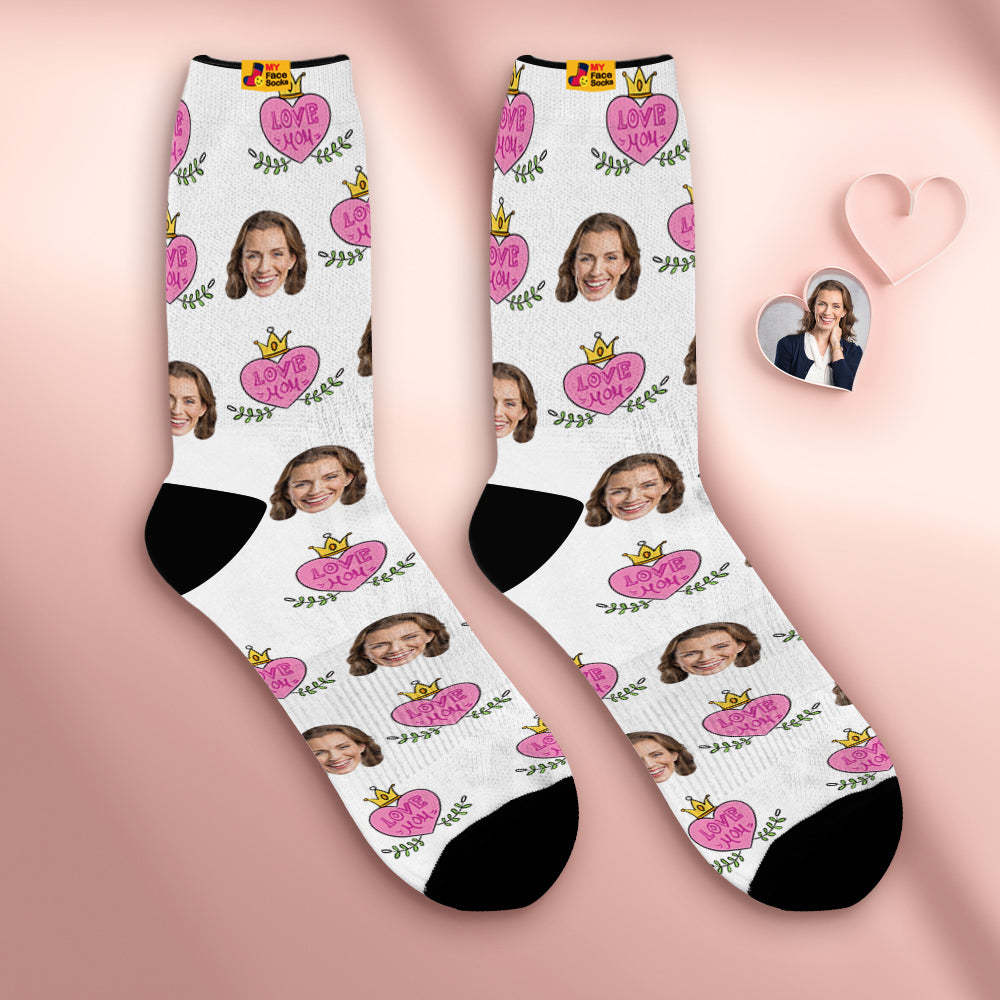 Chaussettes De Visage Respirantes Personnalisées Chaussettes Douces Personnalisées Cadeaux Pour Maman D'amour - VisageChaussettes