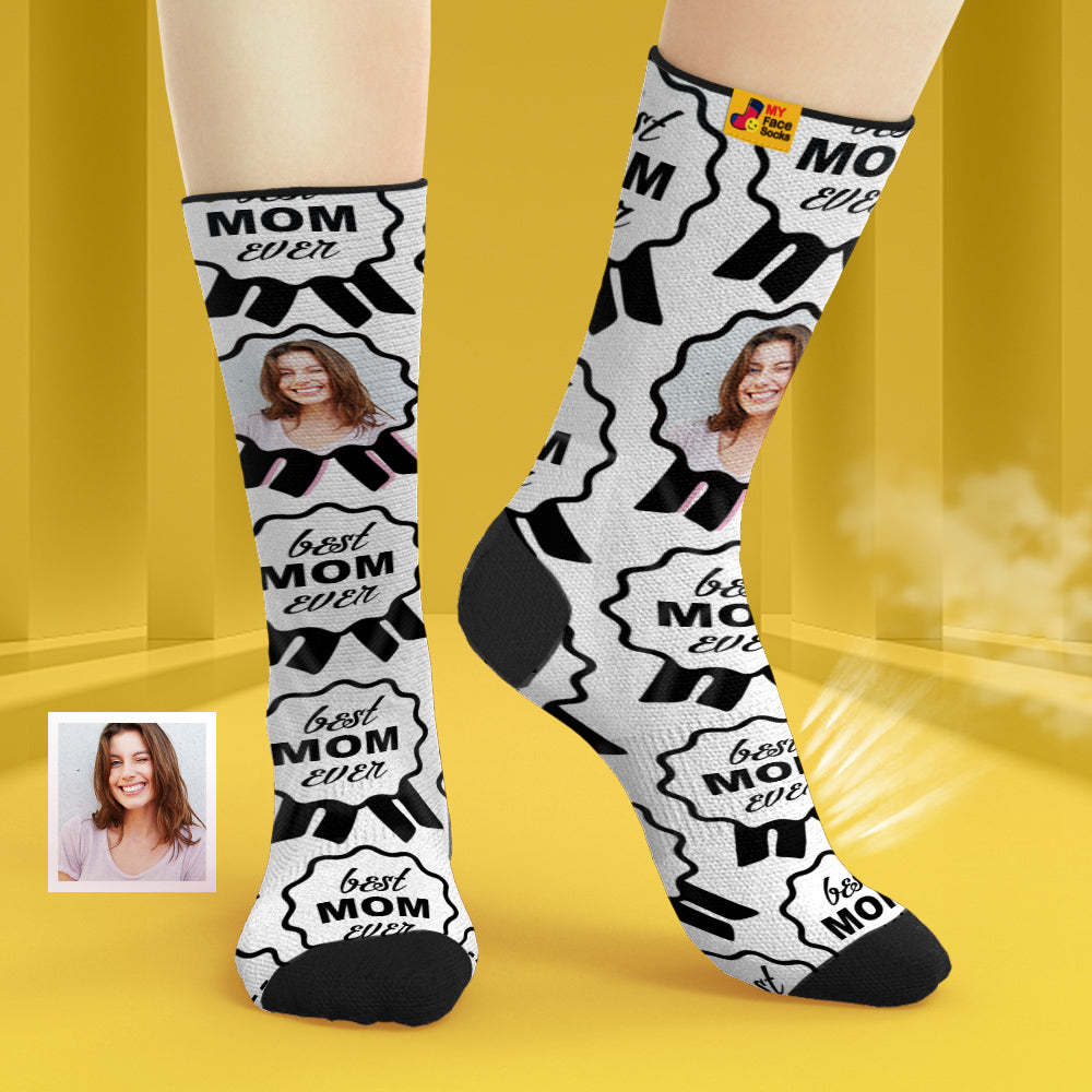 Chaussettes De Visage Respirantes Personnalisées Chaussettes Douces Personnalisées Cadeaux Pour La Meilleure Maman De Tous Les Temps - VisageChaussettes