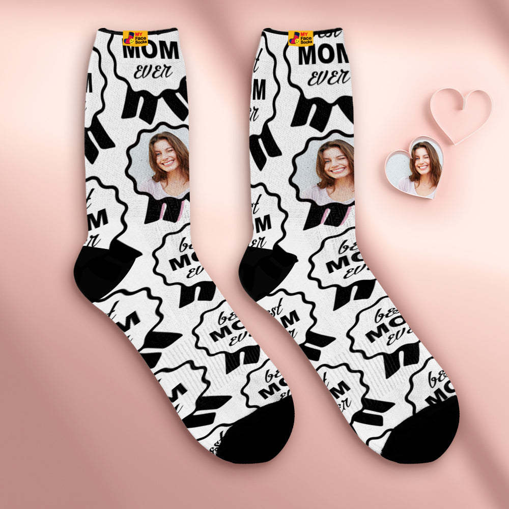 Chaussettes De Visage Respirantes Personnalisées Chaussettes Douces Personnalisées Cadeaux Pour La Meilleure Maman De Tous Les Temps - VisageChaussettes