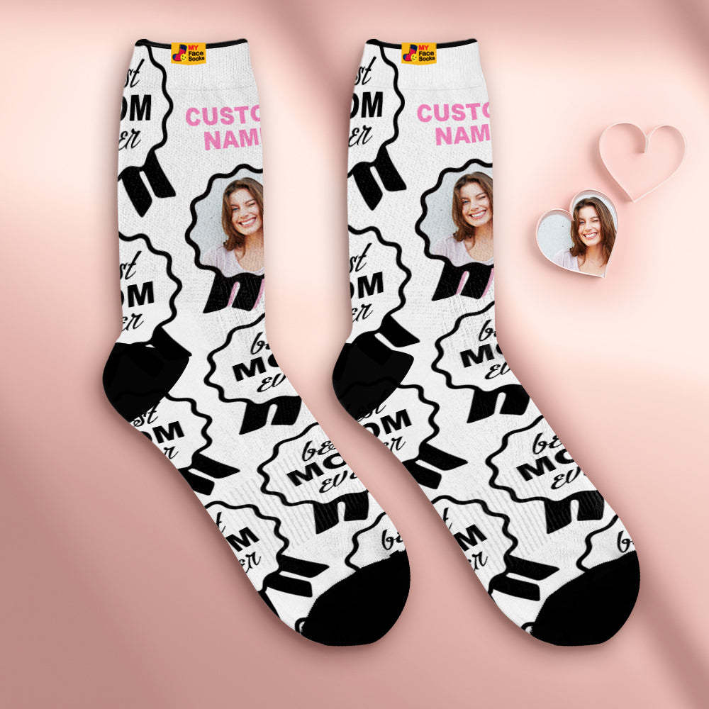 Chaussettes De Visage Respirantes Personnalisées Chaussettes Douces Personnalisées Cadeaux Pour La Meilleure Maman De Tous Les Temps - VisageChaussettes