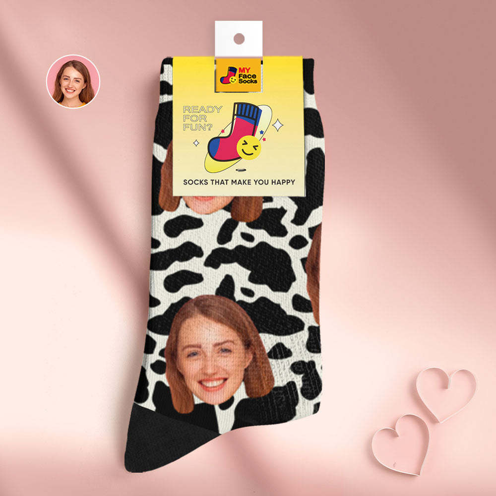 Chaussettes De Visage Respirantes Personnalisées Cadeaux De Chaussettes Douces Personnalisées Pour L'impression D'amant-girafe - VisageChaussettes