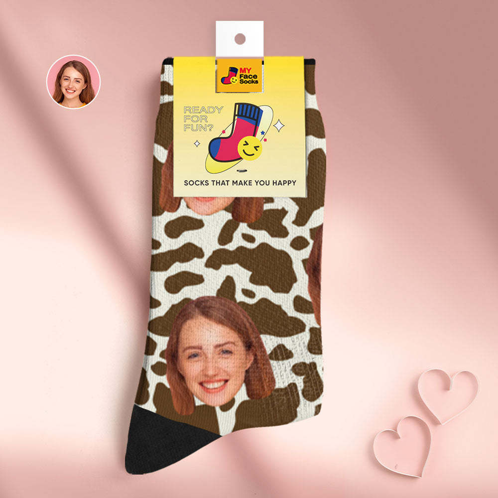 Chaussettes De Visage Respirantes Personnalisées Cadeaux De Chaussettes Douces Personnalisées Pour L'impression D'amant-girafe - VisageChaussettes