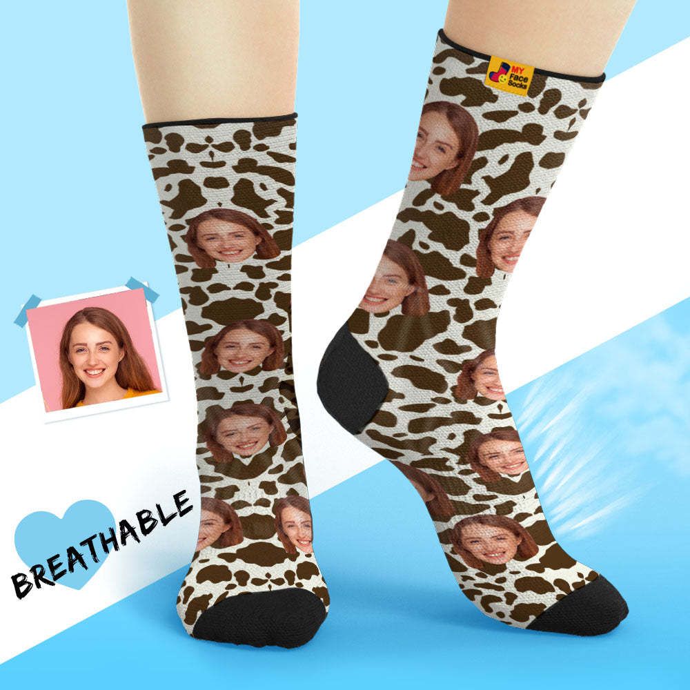 Chaussettes De Visage Respirantes Personnalisées Cadeaux De Chaussettes Douces Personnalisées Pour L'impression D'amant-girafe - VisageChaussettes