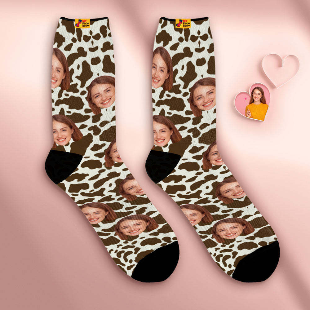 Chaussettes De Visage Respirantes Personnalisées Cadeaux De Chaussettes Douces Personnalisées Pour L'impression D'amant-girafe - VisageChaussettes