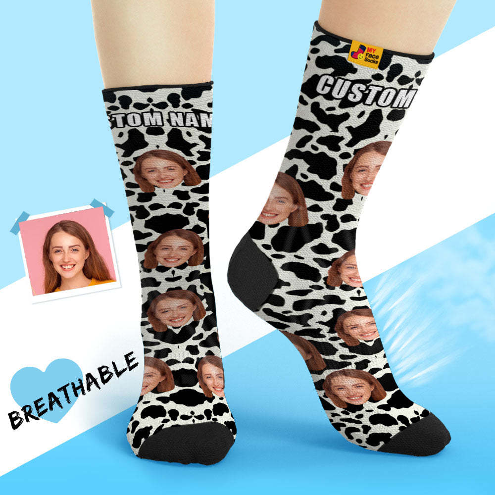 Chaussettes De Visage Respirantes Personnalisées Cadeaux De Chaussettes Douces Personnalisées Pour L'impression D'amant-girafe - VisageChaussettes