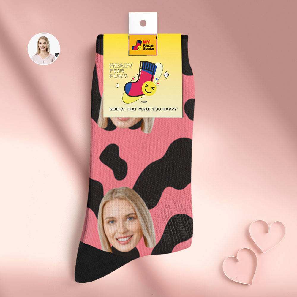 Chaussettes De Visage Respirantes Personnalisées Cadeaux De Chaussettes Douces Personnalisées Pour Les Taches D'amant-vache - VisageChaussettes