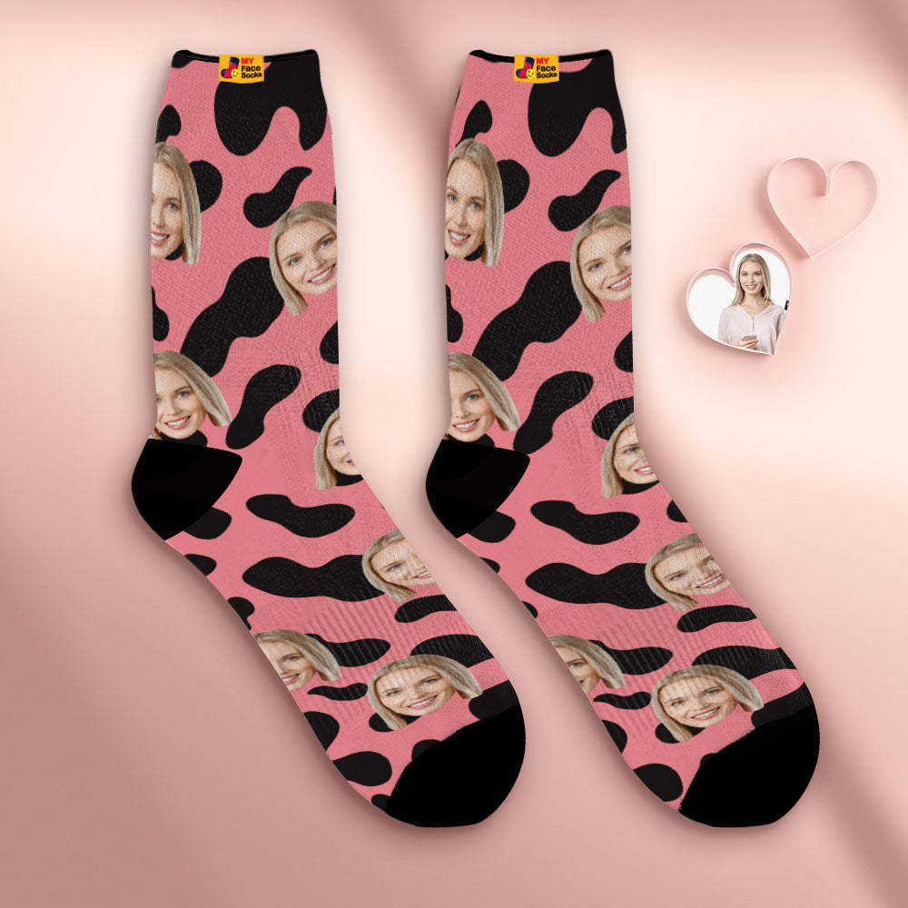 Chaussettes De Visage Respirantes Personnalisées Cadeaux De Chaussettes Douces Personnalisées Pour Les Taches D'amant-vache - VisageChaussettes