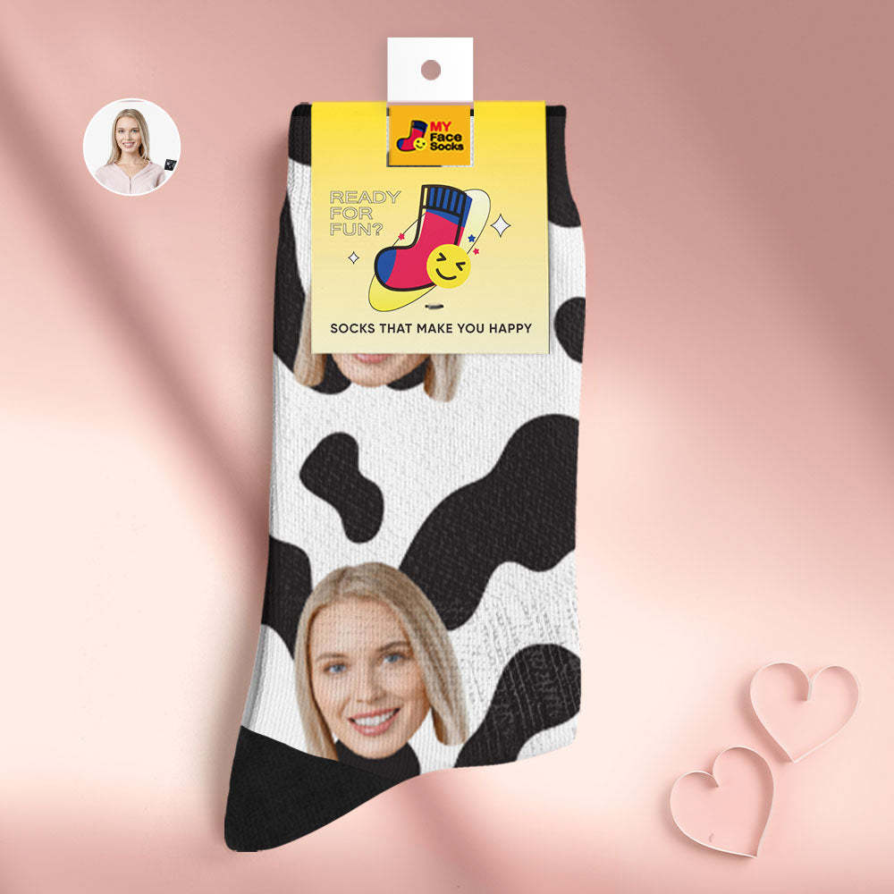 Chaussettes De Visage Respirantes Personnalisées Cadeaux De Chaussettes Douces Personnalisées Pour Les Taches D'amant-vache - VisageChaussettes