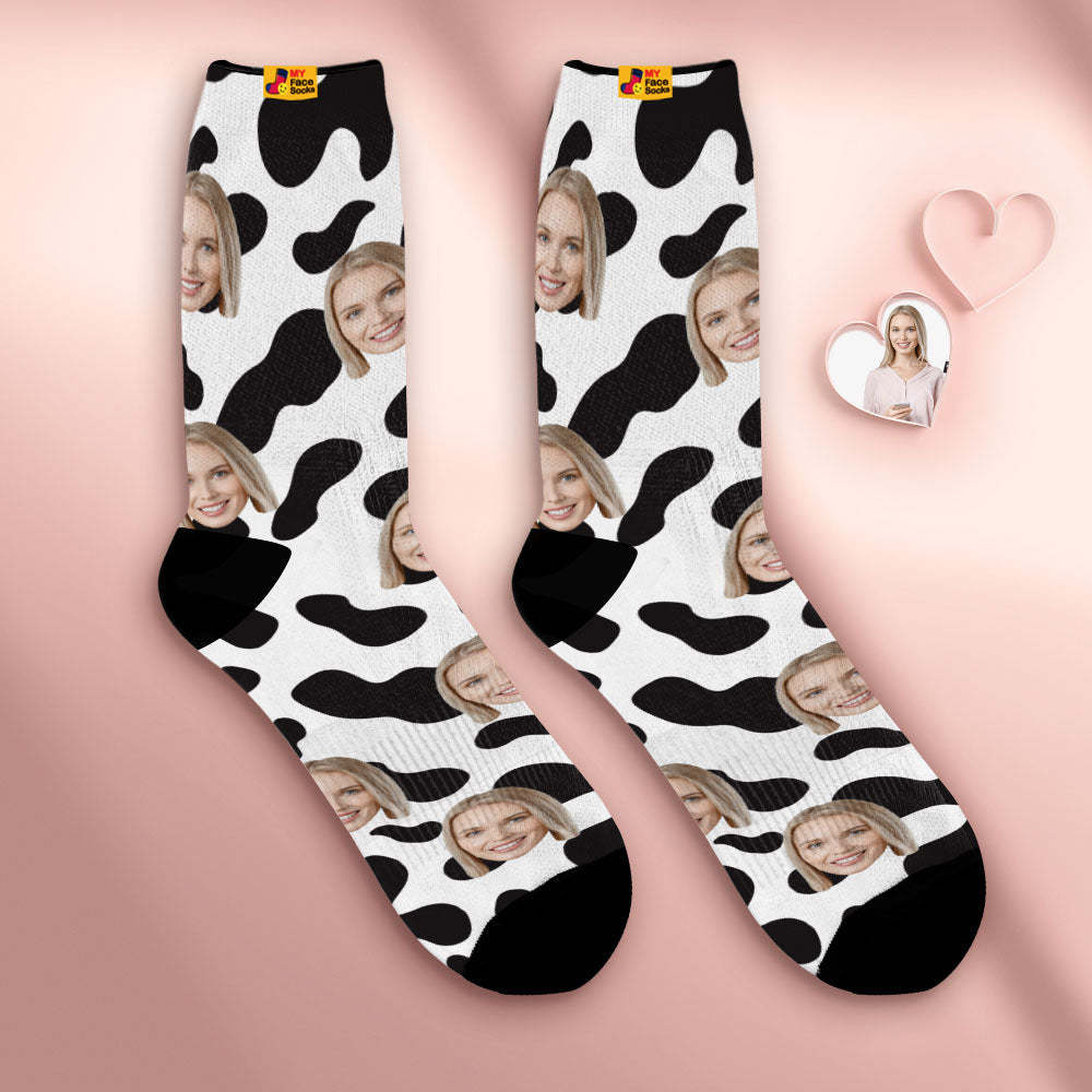 Chaussettes De Visage Respirantes Personnalisées Cadeaux De Chaussettes Douces Personnalisées Pour Les Taches D'amant-vache - VisageChaussettes