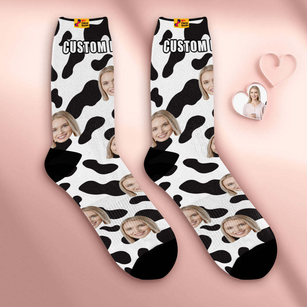 Chaussettes De Visage Respirantes Personnalisées Cadeaux De Chaussettes Douces Personnalisées Pour Les Taches D'amant-vache - VisageChaussettes