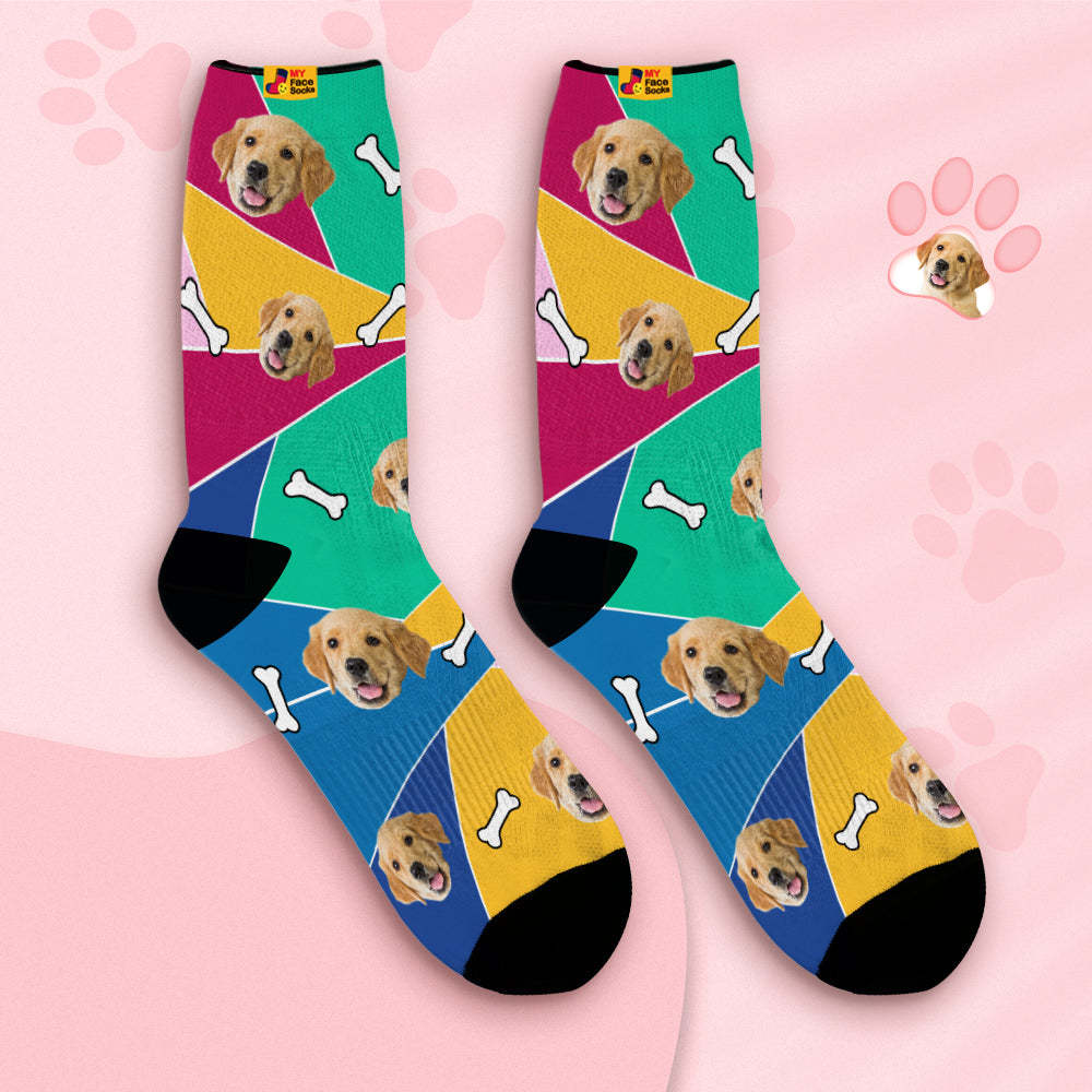 Chaussettes De Visage Respirantes Personnalisées Chaussettes Douces Personnalisées Cadeaux Mosaic Pet Face - VisageChaussettes