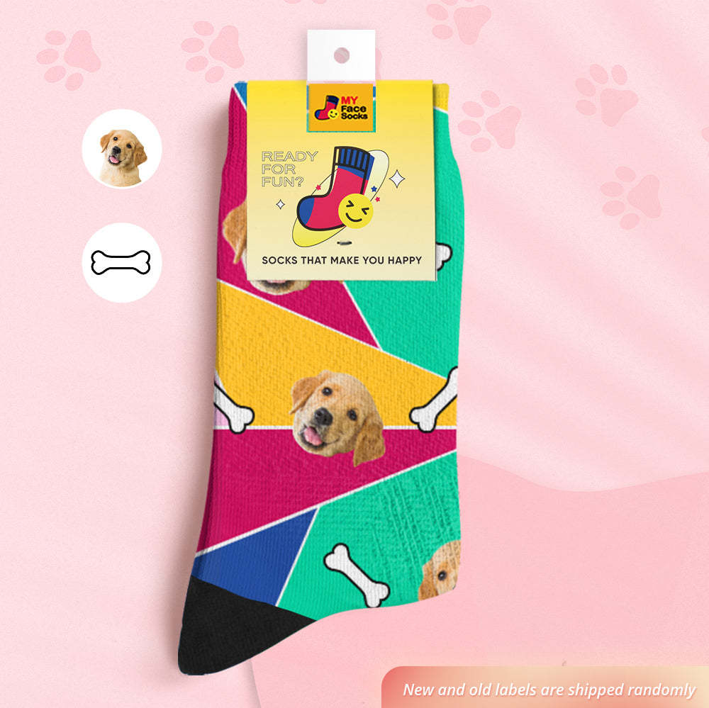 Chaussettes De Visage Respirantes Personnalisées Chaussettes Douces Personnalisées Cadeaux Mosaic Pet Face - VisageChaussettes