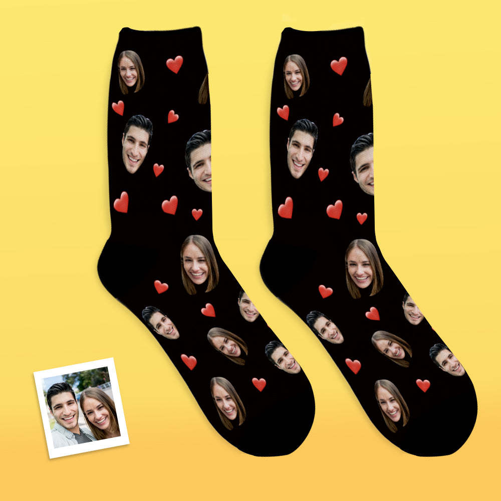 Chaussettes Visage Personnalisées Chaussettes Photo Respirantes Chaussettes Coeur Coloré - VisageChaussettes