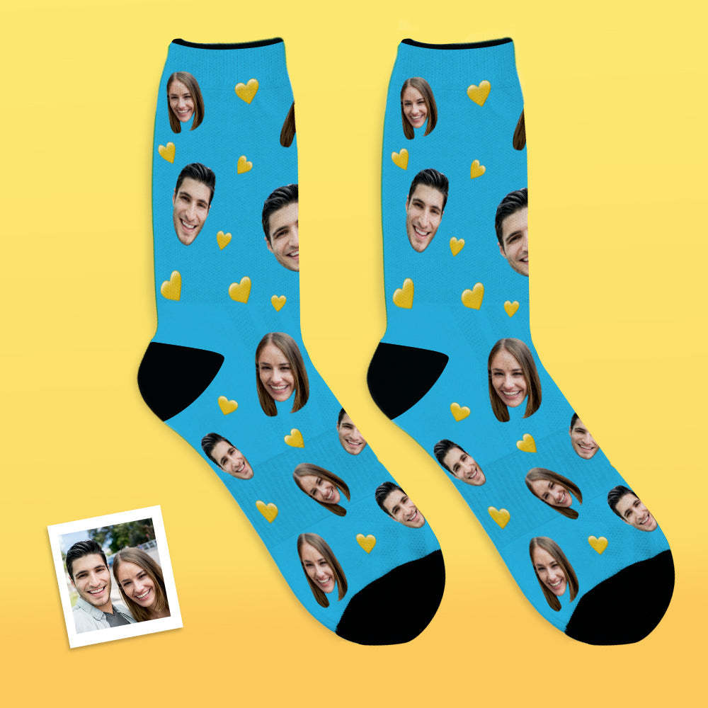 Chaussettes Visage Personnalisées Chaussettes Photo Respirantes Chaussettes Coeur Coloré - VisageChaussettes