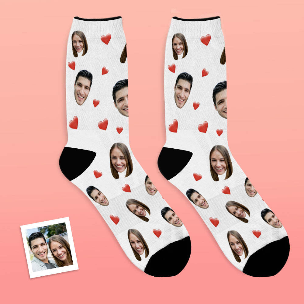 Chaussettes Visage Personnalisées Chaussettes Photo Respirantes Chaussettes Coeur Coloré - VisageChaussettes