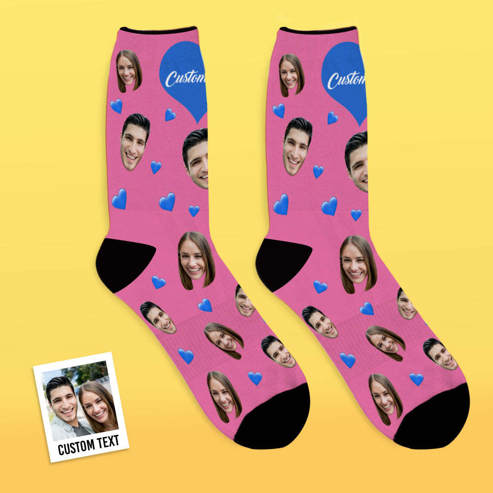 Chaussettes Visage Personnalisées Chaussettes Photo Respirantes Chaussettes Coeur Coloré - VisageChaussettes