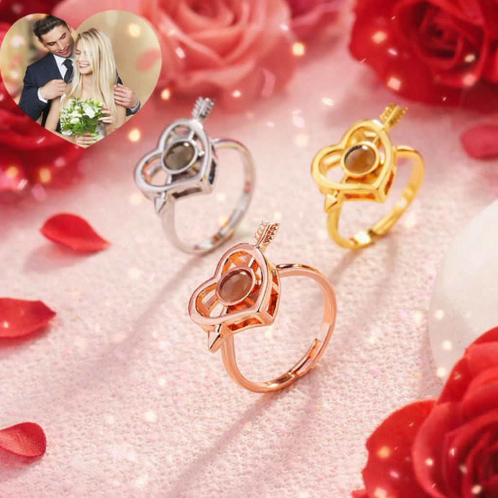 Bague En Forme De Cœur Avec Photo Personnalisée - Idée Cadeau Pour La Saint-valentin - MyFaceSocksFR