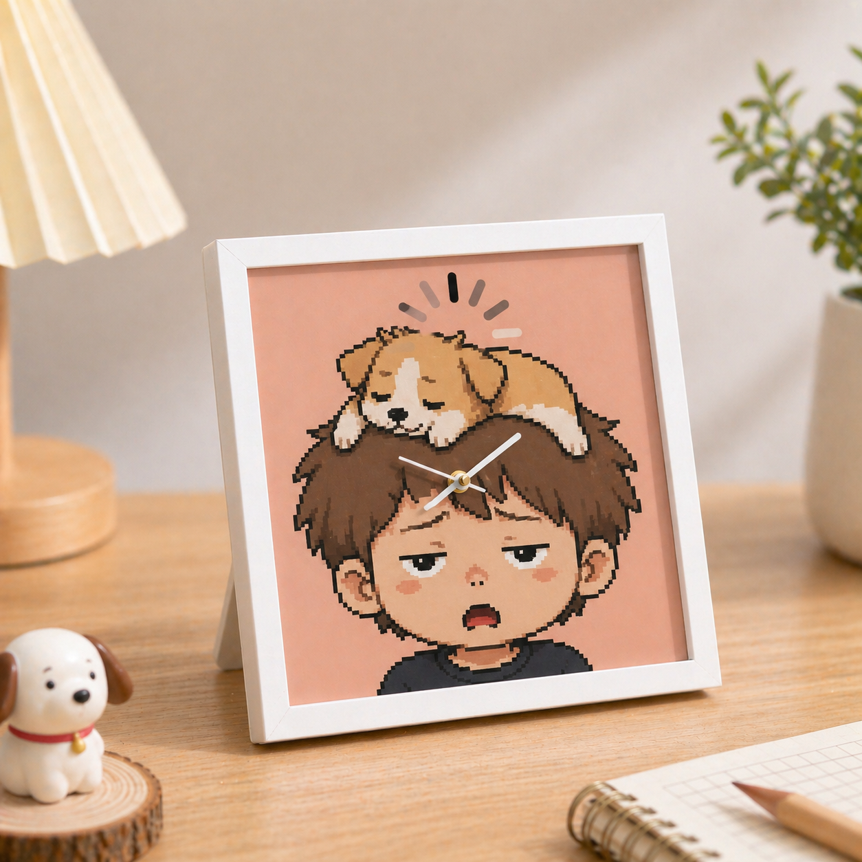 Horloge De Bureau Personnalisée Pixel Portrait Pour Enfants Et Famille, Mini Horloge De Table Amusante Hors Ligne, Idée Cadeau. - MyFaceSocksFR