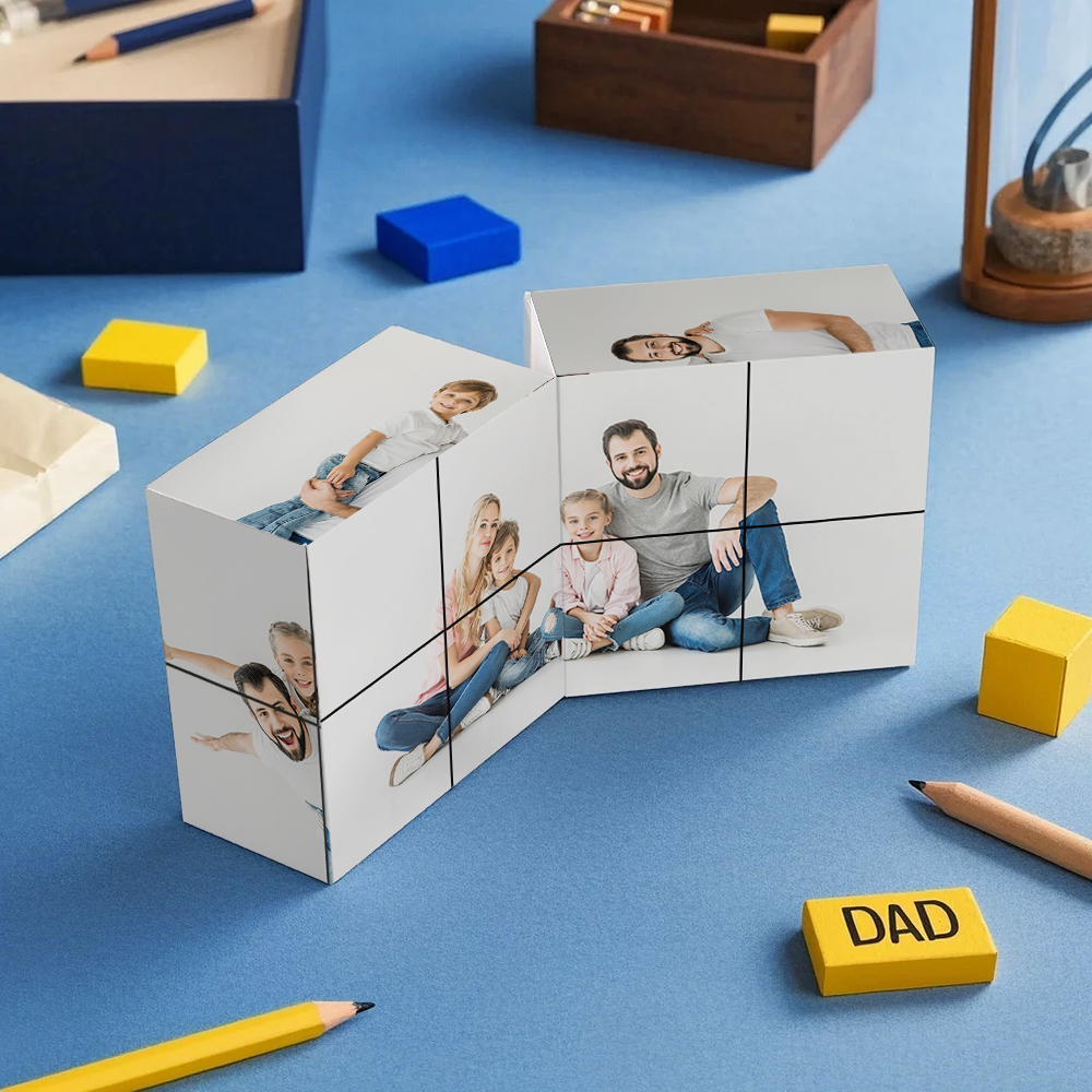 Cadeaux d'anniversaire, photo pliante magique personnalisée Rubic's Cube pour père - MyFaceSocksFR