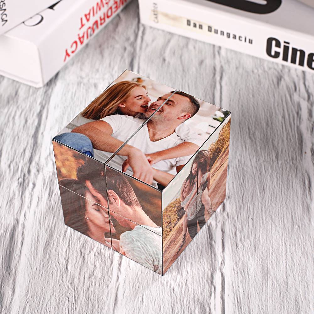 Cadeaux d'anniversaire, photo pliante magique personnalisée Rubic's Cube pour père - MyFaceSocksFR