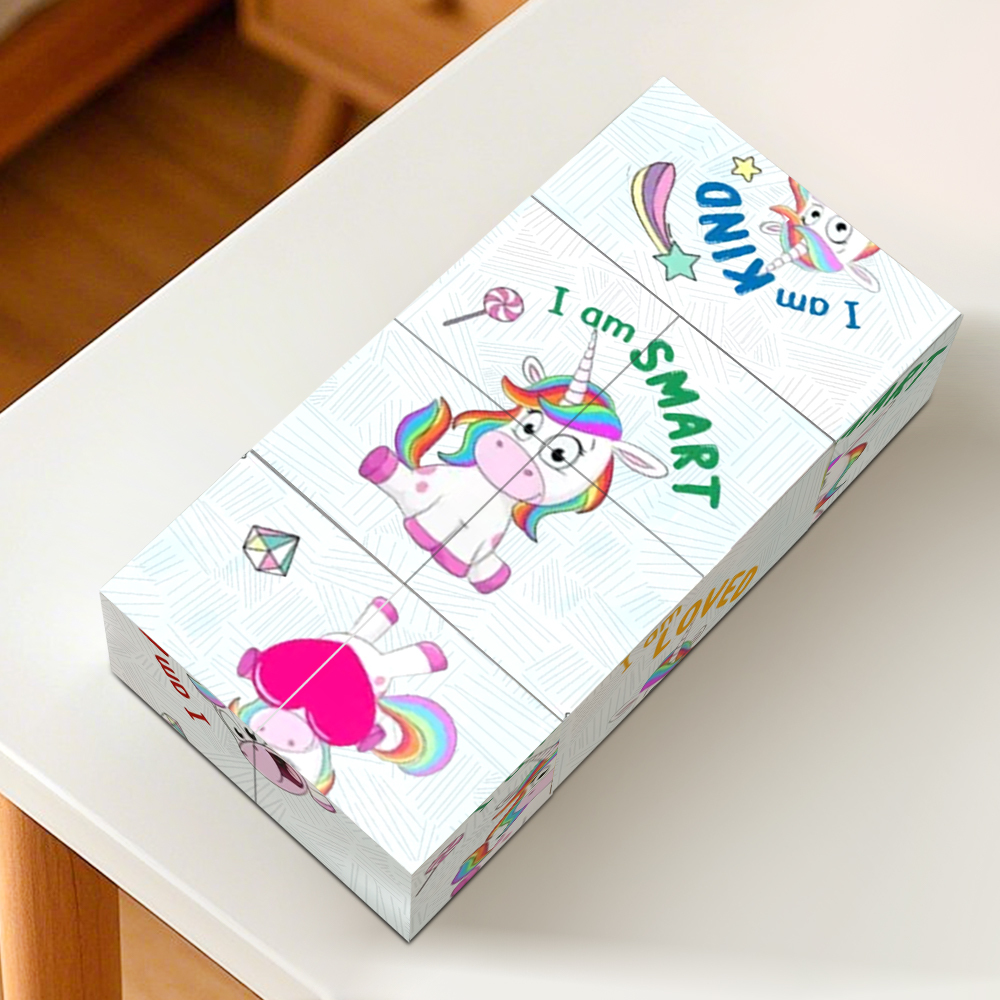 Personnage De Dessin Animé Personnalisé Rubik's Cube, Cadeau Créatif Pour Enfants - MyFaceSocksFR