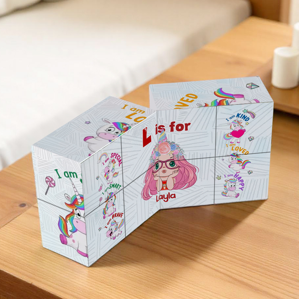 Personnage De Dessin Animé Personnalisé Rubik's Cube, Cadeau Créatif Pour Enfants - MyFaceSocksFR