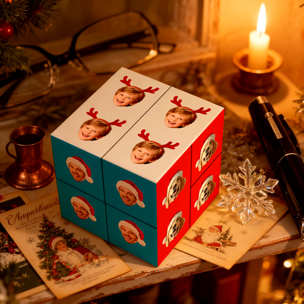 Cube Rubik Personnalisé Avec Photo, Cube Photo Infini Et Dessin Animé, Cube Photo Pliable Pour Couple, Cadeau Idéal Pour Noël - MyFaceSocksFR