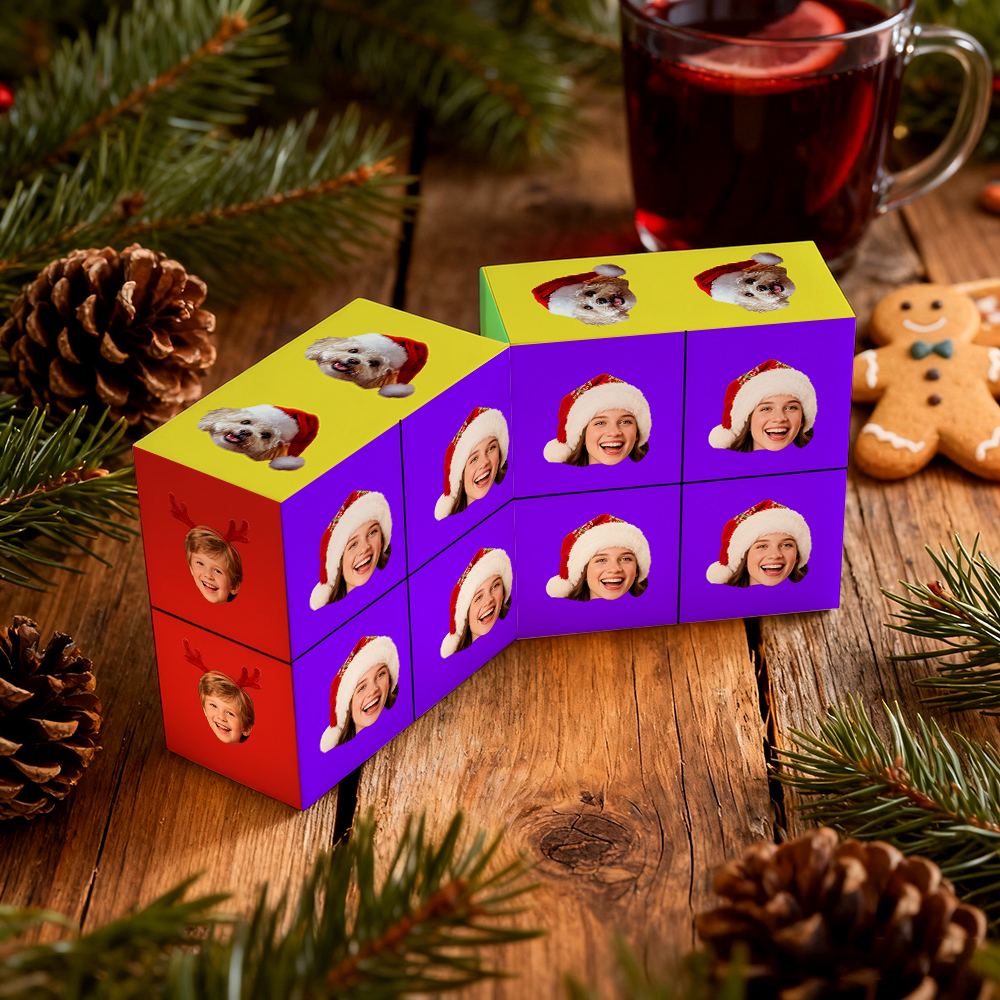 Cube Rubik Personnalisé Avec Photo, Cube Photo Infini Et Dessin Animé, Cube Photo Pliable Pour Couple, Cadeau Idéal Pour Noël - MyFaceSocksFR