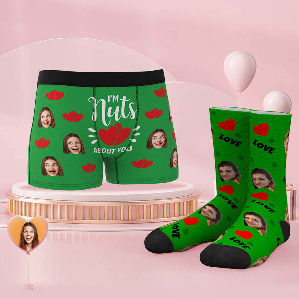 Ensemble De Caleçons Et Chaussettes Personnalisés Pour Le Visage I'm Nuts About You - VisageChaussettes