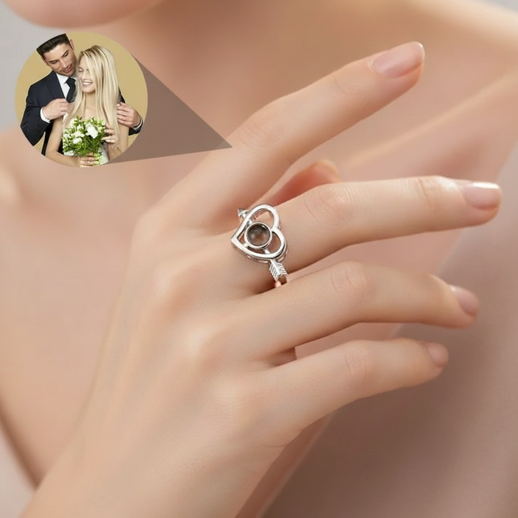 Bague En Forme De Cœur Avec Photo Personnalisée - Idée Cadeau Pour La Saint-valentin