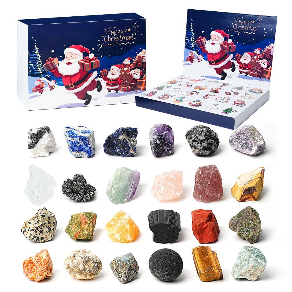 Calendrier De L'avent 24 Jours En Cristal 2025 – 24 Pierres Minérales Naturelles (2-3 Cm) Coffret Cadeau Compte À Rebours De Noël Pour Enfants Et Amateurs De Cristaux
