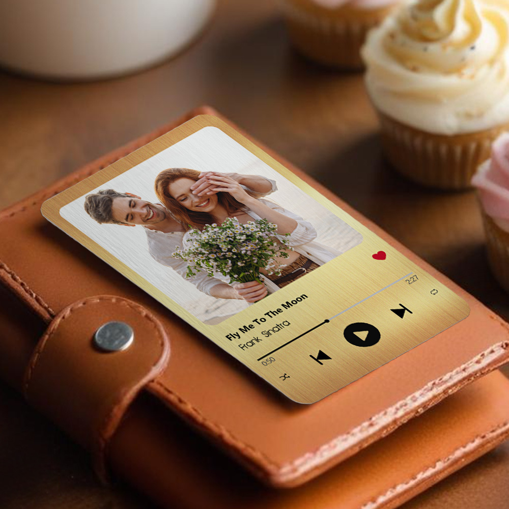 Carte Portefeuille En Métal De Chanson Préférée Personnalisée - Carte Portefeuille Photo En Aluminium Personnalisée - Cadeaux De La Saint-valentin Pour Lui, Petit Ami, Mari - MyFaceSocksFR