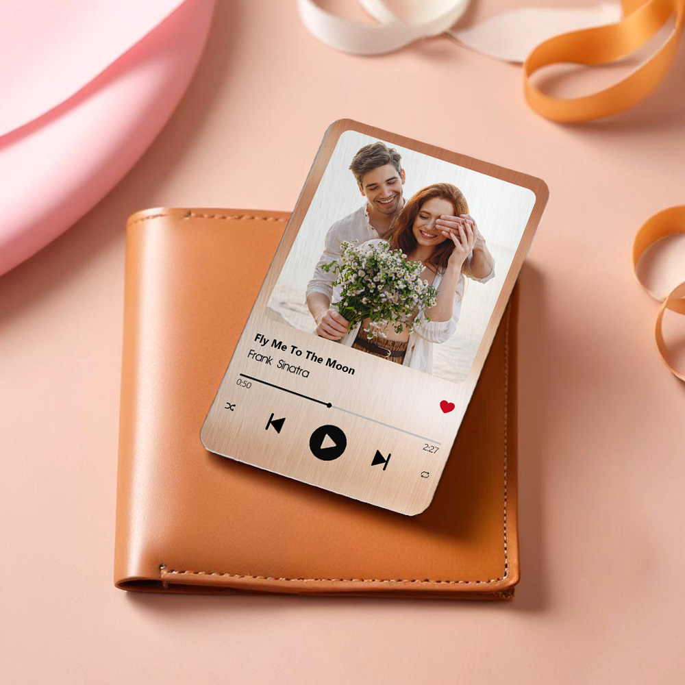 Carte Portefeuille En Métal De Chanson Préférée Personnalisée - Carte Portefeuille Photo En Aluminium Personnalisée - Cadeaux De La Saint-valentin Pour Lui, Petit Ami, Mari - MyFaceSocksFR