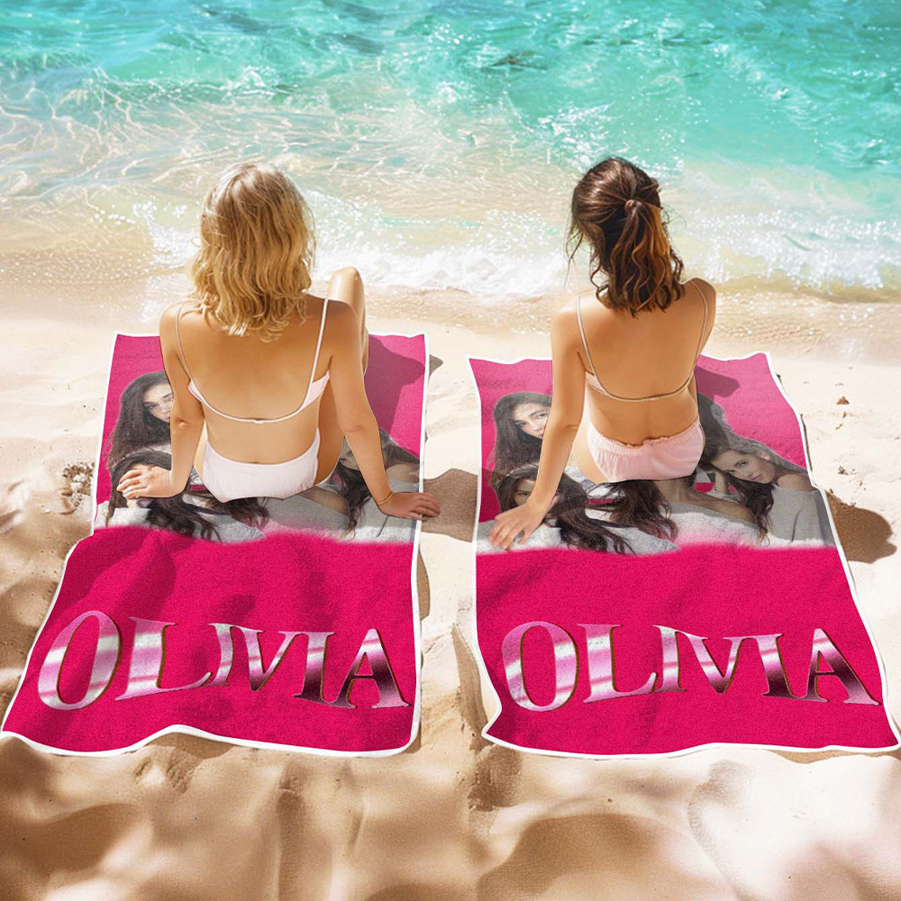 Serviette De Plage Personnalisée Avec Photo, Serviette De Plage Colorée À Plusieurs Visages, Idée Cadeau Amusante Pour L'été, Serviette De Plage Jaune - MyFaceSocksFR