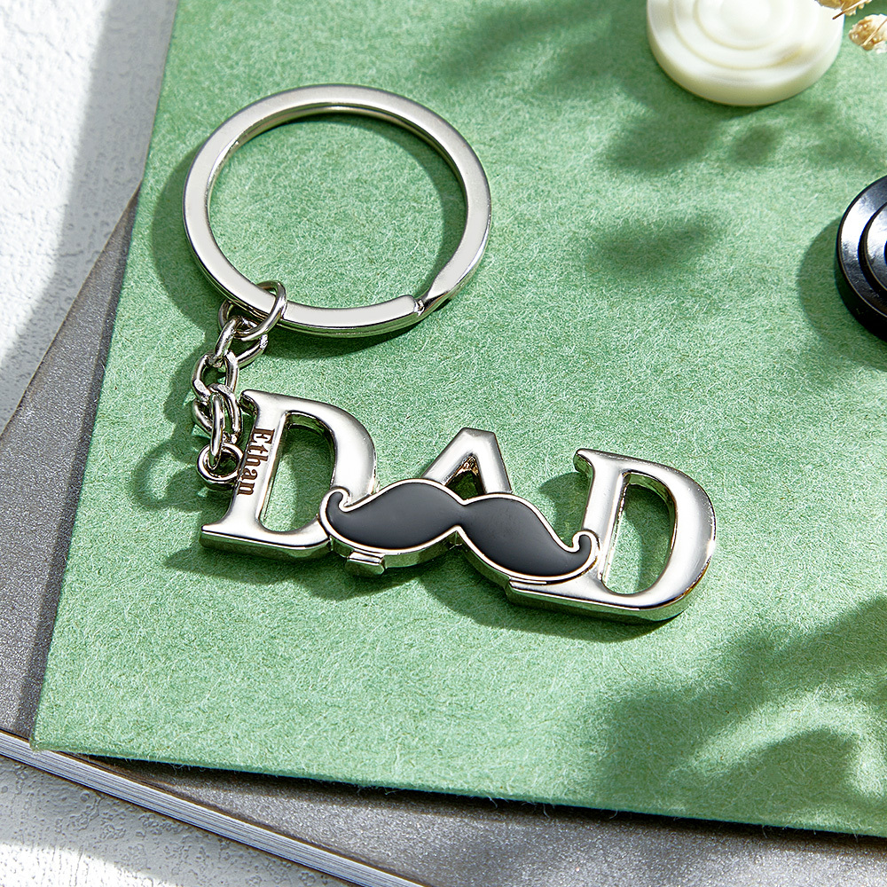 Porte-clés Fête Des Pères, Porte-clés Personnalisé Avec Nom, Porte-clés En Métal, Cadeau Pour Papa - MyFaceSocksFR